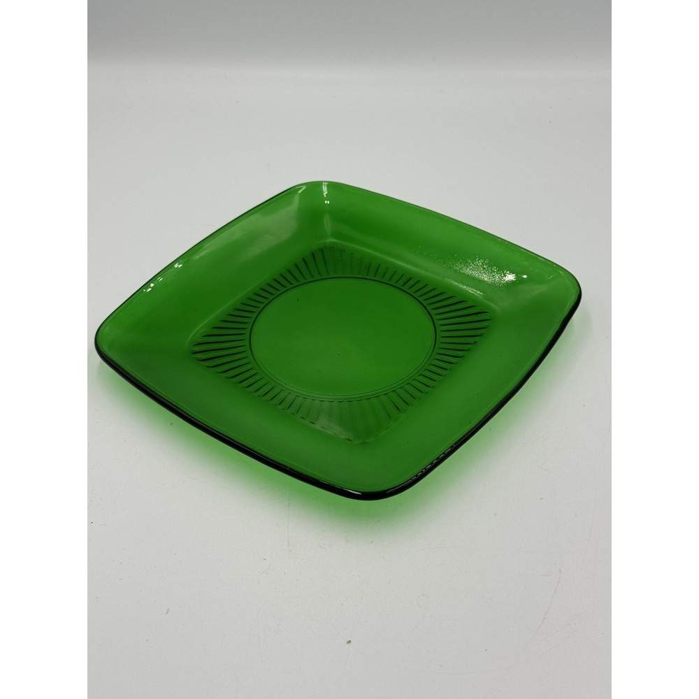 Anchor Hocking Forest Green Charm Square Lunch/Salad Plate 8 1/4" Diameter